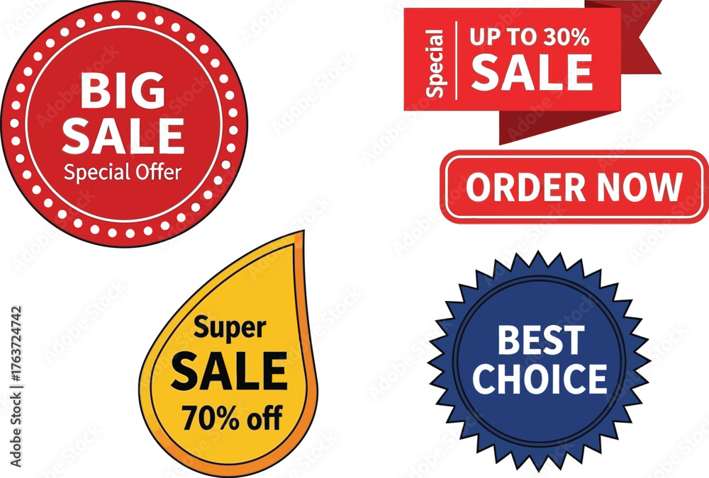 Fototapeta premium Sale stickers and labels vector design for marketing and advertising