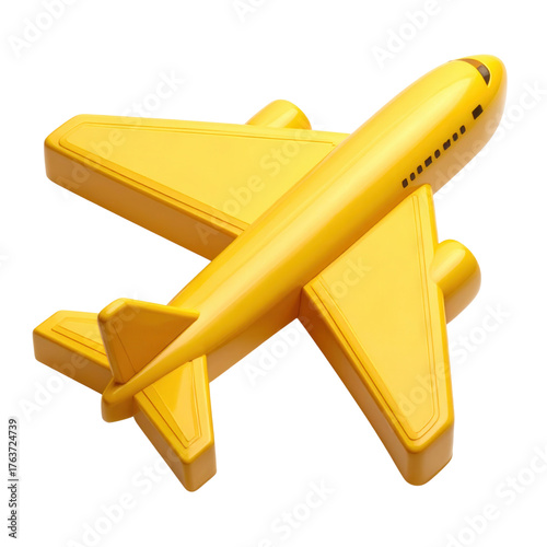 Bright yellow toy airplane resting on a flat surface, capturing a moment of childhood imagination and playtime fun