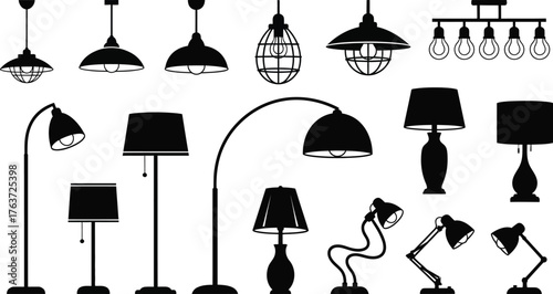 Various types of lamps lighting fixtures pendant lights floor lamps