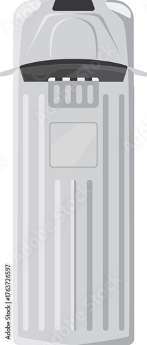 White bus top view, school bus, public vehicle transport, student transportation, vector cartoon van car cargo delivery