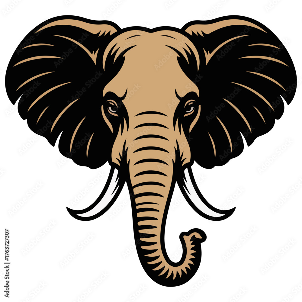 Obraz premium A close-up image of an elephant's head and its tusks, showcasing the texture and details