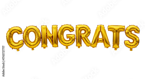 Golden congratulations balloons spelling out a celebratory message on black background.