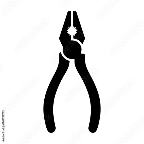 black Pliers Design icon Silhouette vector with white background