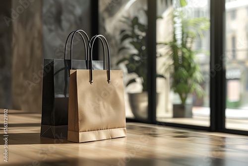 Two bags are on a table. black friday, deal,