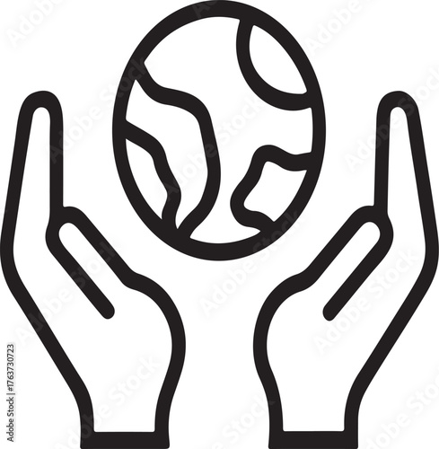 Hands holding the earth planet icon for environmental protection and global care