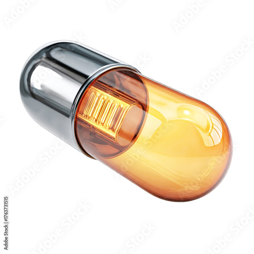 Isolated pill capsule on clear bg