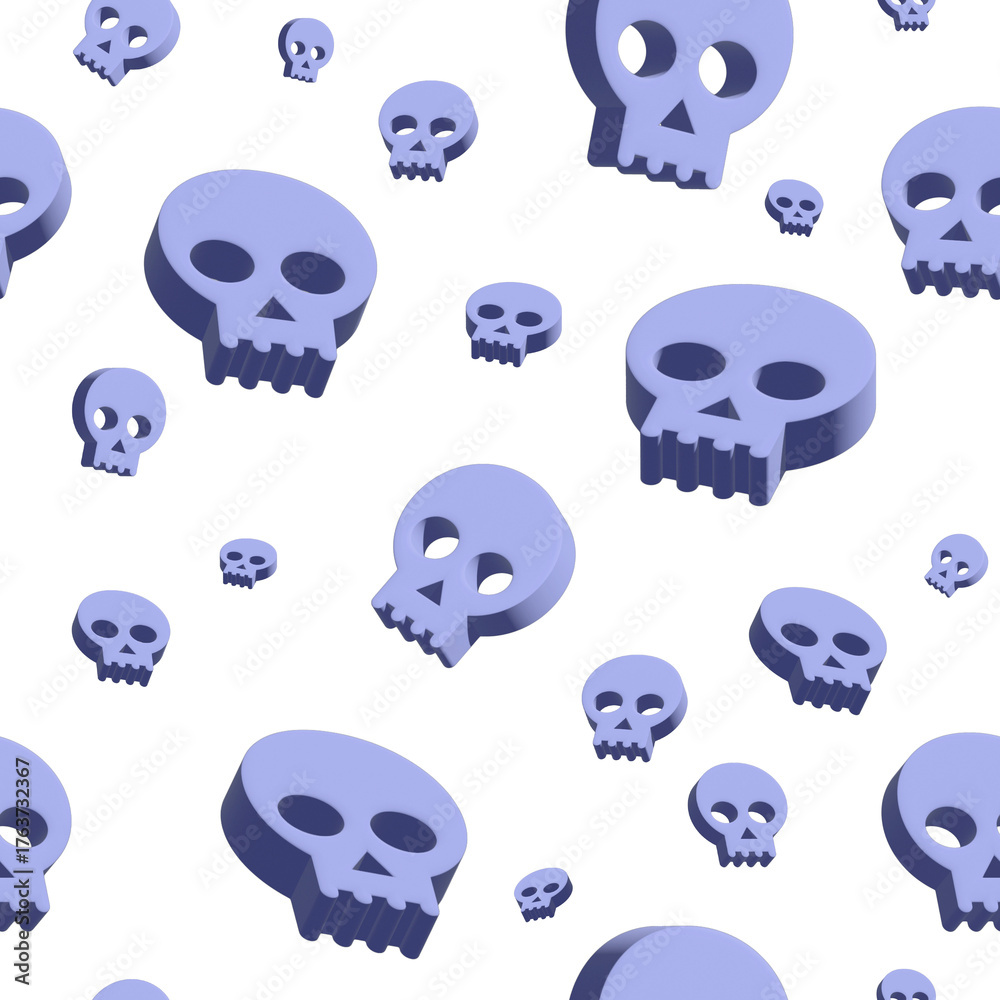 Fototapeta premium 3d skulls stars icon seamless texture pattern