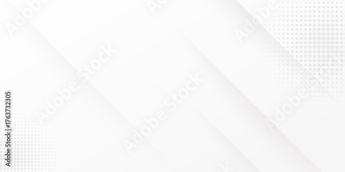Modern white abstract background with soft diagonal lines and dotted halftone pattern. Minimal clean vector design suitable for business, technology, corporate, and elegant presentation templates.