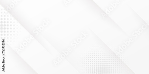 Modern white abstract background with soft diagonal lines and dotted halftone pattern. Minimal clean vector design suitable for business, technology, corporate, and elegant presentation templates.