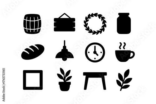 Home kitchen silhouettes: icons of everyday household items
