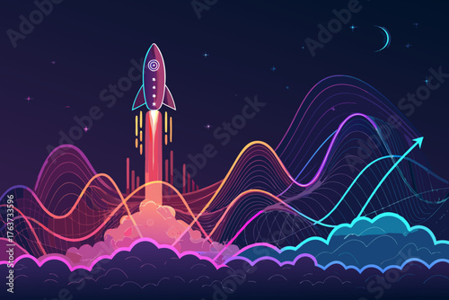 Vibrant Bold Futuristic Startup Launch With Ene Professional Photo