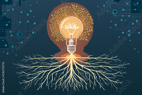 Featuring Bold Innovation With Glowing Bulb And Circ Elegant Premium Digital Asset