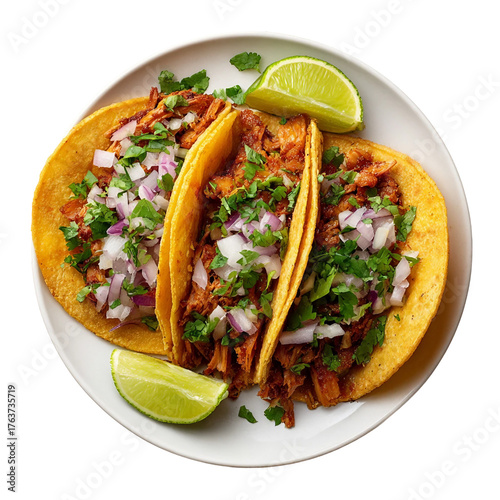 Al Pastor Tacos on a plate isolated on with white background(4)