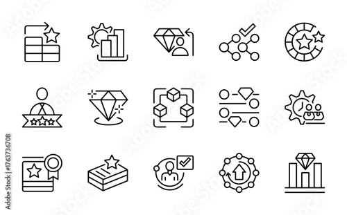 Corporate line icon set. Society, teamwork, cooperation, compliance, corporate governance, corporate governance, transparency, dashboard, vision line icon set. Ui thin line icon pack.
