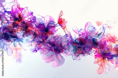 Floral Symphony of Hues: Delicate petals intertwine to form a vibrant cascade of color, evoking a sense of ethereal beauty and serenity. The soft.