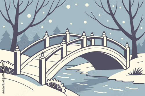 Snowy Christmas night in Helsinki with glowing lights