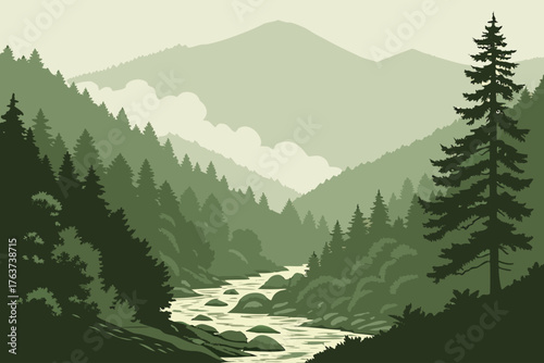 Smoky Mountains, Tennessee offers misty ridges, forested paths, and rushing streams.