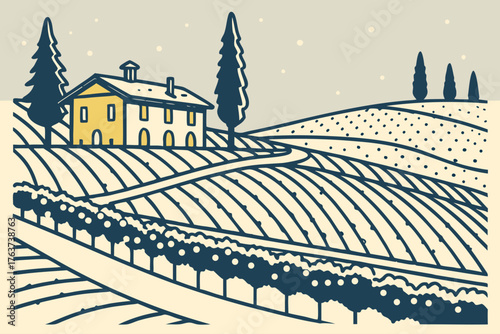 Snow tent illustration built with fur lining and snow walls in tundra in traditional areas.