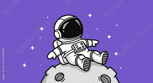 Astronaut relaxing on the moon's surface, gazing at a starry night sky, celebrating space exploration and cosmic wonder