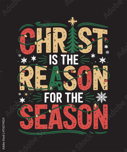 Beautiful Christian Christmas Design Featuring Cross, Nativity Scene, Holy Night Star, and Peace on Earth Typography for Faith-Based Holiday Greeting, Bible Verse Quote, Jesus Birth Celebration Art