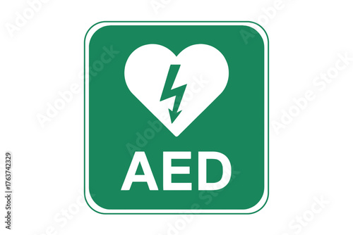 Aed automated external defibrillator sign emergency medical equipment use