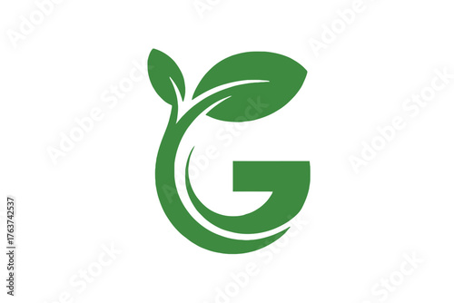 Green letter g logo design with leaves for eco friendly brand identity