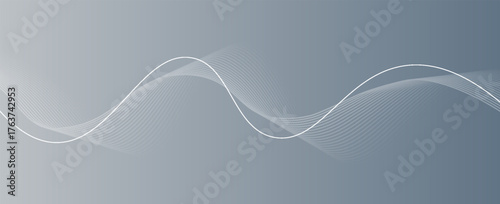Abstract grey white background with flowing glowing lines. Dynamic flowing lines wave. Futuristic technology concept. modern