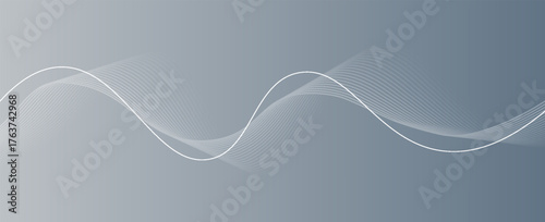 Abstract grey white background with flowing glowing lines. Dynamic flowing lines wave. Futuristic technology concept. Vector