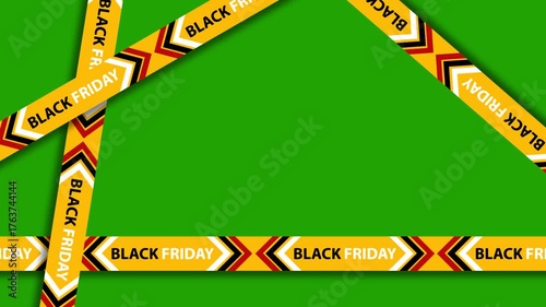 Animated Black Friday sales ribbon across. Ideal for promotional videos, discount ads, and online store marketing.