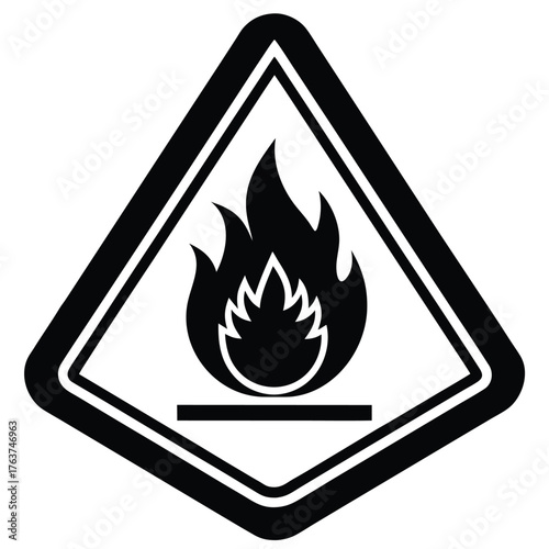 Flammable hazard warning symbol for safety regulations and fire prevention