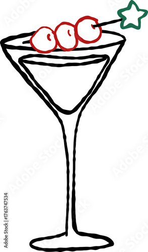 Hand Drawn Champagne, Wine Glass