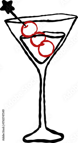 Hand Drawn Champagne, Wine Glass