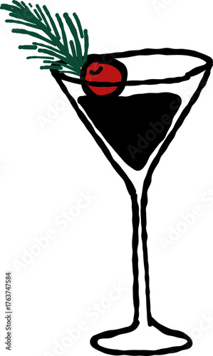 Hand Drawn Champagne, Wine Glass