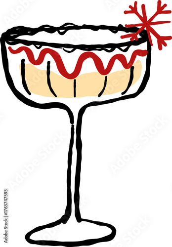 Hand Drawn Champagne, Wine Glass
