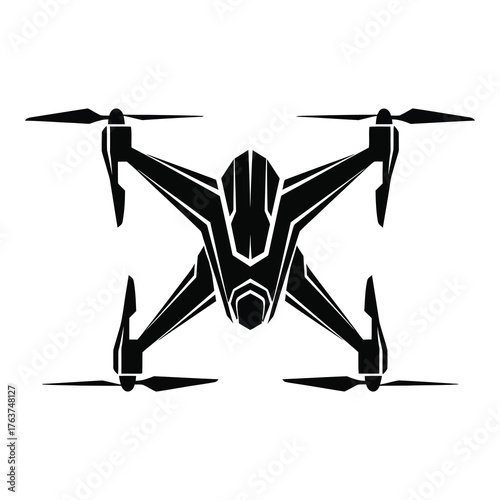 Sleek black drone silhouette ready for aerial photography and videography adventures