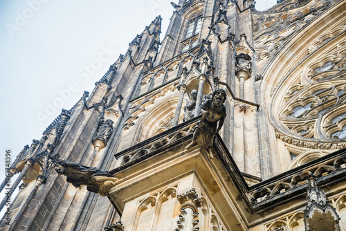 Prague, Czech republic - March 31, 2023. Details of St Vitus Cathedral in area of Prague Castle