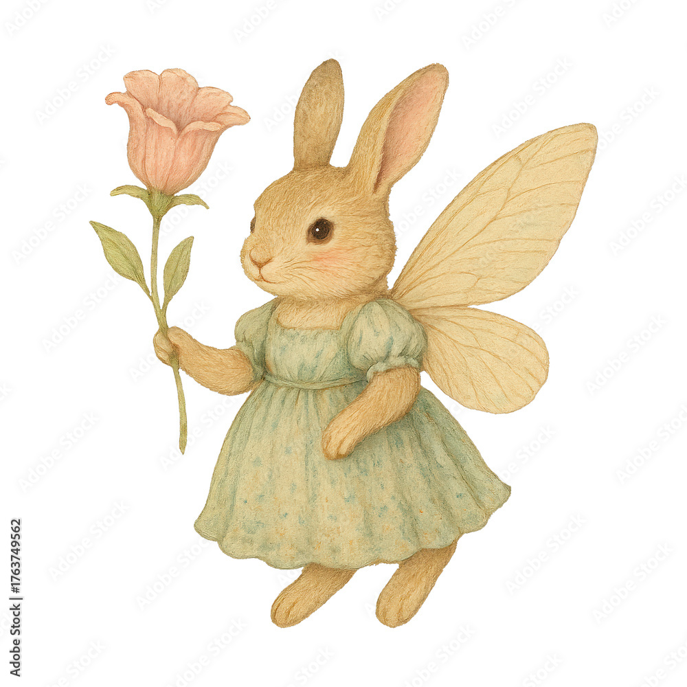 Obraz premium PNG Whimsical fairy bunny illustration