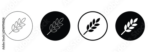 WebElegant wheat stalk icon set for organic food brands and agricultural designs, conveying natural simplicity, farm fresh quality, and healthy living in a modern, minimalist style