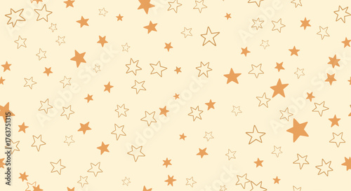 Festive Starry Sky Background with Golden and Outline Stars.