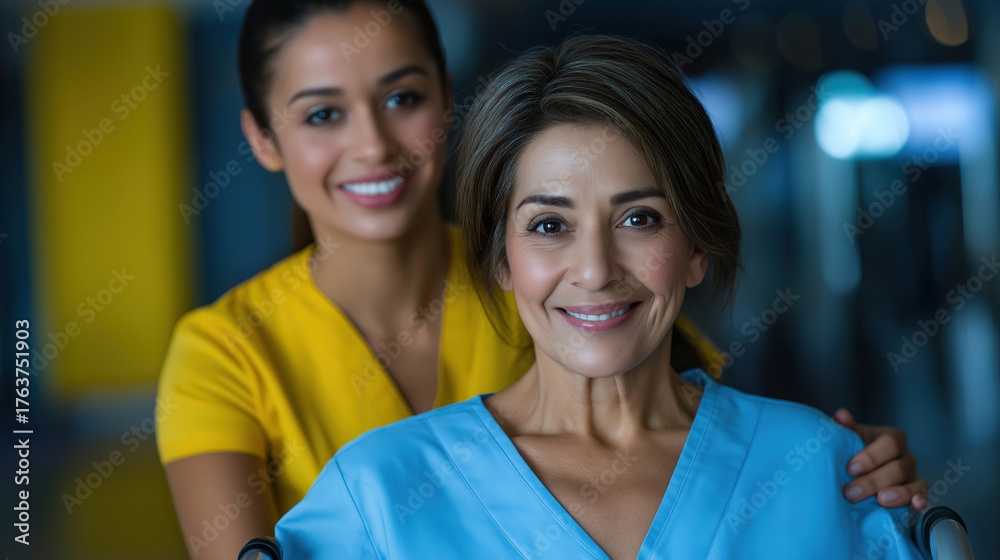 Obraz premium Healthcare professionals support patients in bright hospital setting
