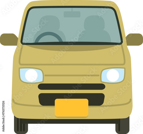 真正面の軽自動車のイラスト（主線なし・フラットデザイン）