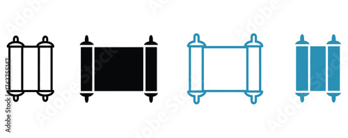 WebElegant scroll icons convey tradition and heritage in modern minimalistic designs, perfect for religious studies, history projects, and cultural presentations with authentic symbolism
