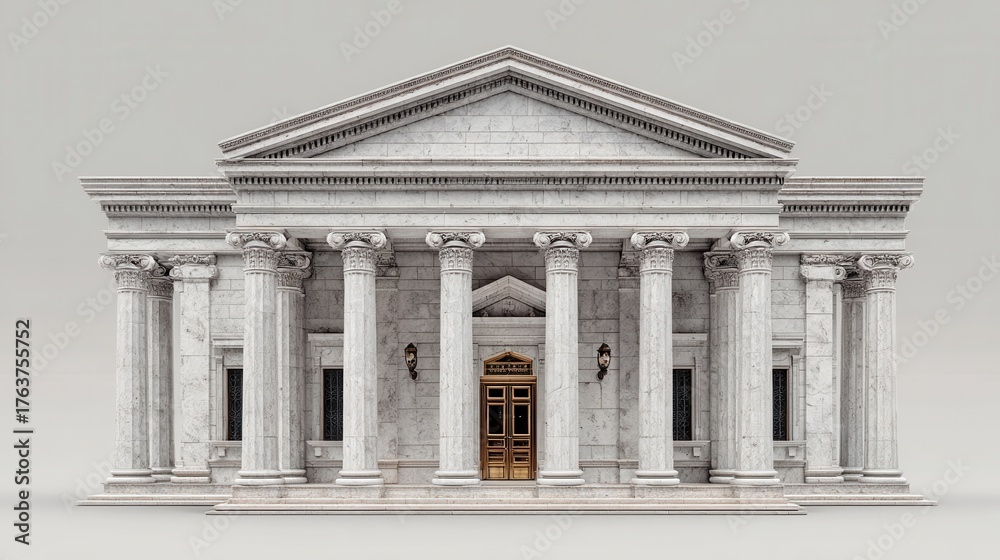 Obraz premium Classic stone bank building with columns and grand entrance