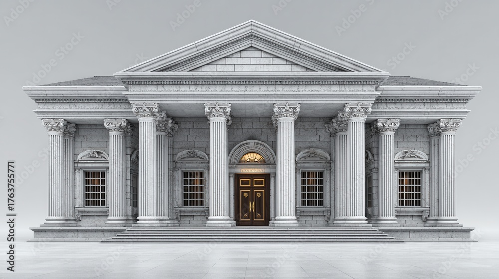 Fototapeta premium Classic stone bank building with columns and grand entrance