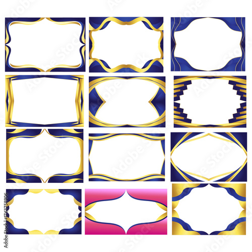 Elegant Blue and Gold Gradient Decorative Frames Collection