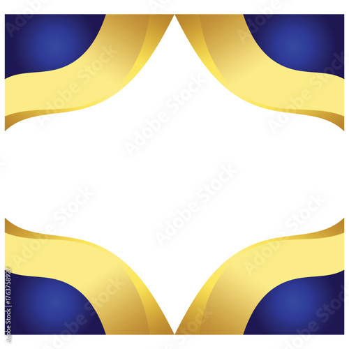 Elegant Blue and Gold Corner Frame