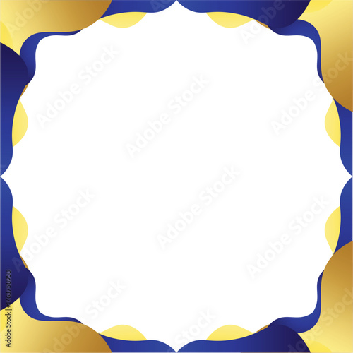 Abstract Blue and Gold Wavy Frame Border