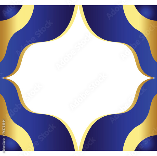 Elegant Royal Blue and Gold Wavy Frame