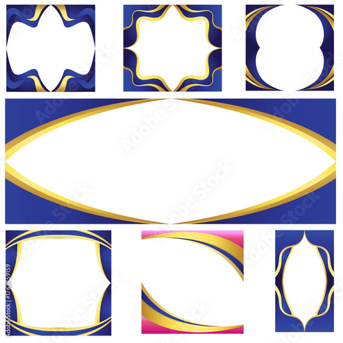 Elegant Blue and Gold Wavy Frames Collection