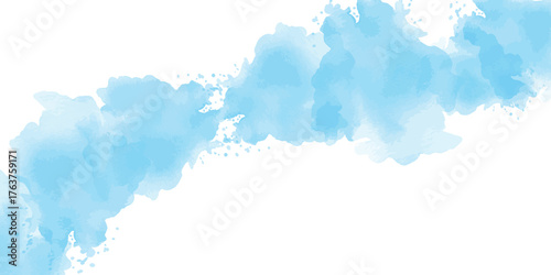 Pastel  blue watercolor paint brush. watercolour texture for cards, Brushstrokes and splashes